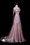 Dusty Rose Water Gloss Yarn Off the Shoulder Mermaid Evening Gown Formal Dress HZ0429