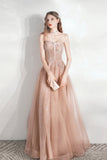 Cute Tulle Long Prom Dresses, Lovely A-Line Evening Graduation Dresses HZ0429