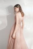 Cute Tulle Long Prom Dresses, Lovely A-Line Evening Graduation Dresses HZ0429