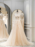 Cute Tulle Sweetheart Long Party Dress with Lace, Beautiful A-Line Prom Dress HZ0429