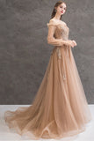Elegant Tulle Lace Long Prom Dresses, A-Line Formal Evening Dresses HZ0429