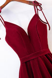 Burgundy Velvet Long Prom Dresses, Simple A-Line Evening Dresses HZ0429