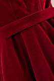 Burgundy Velvet Long Prom Dresses, Simple A-Line Evening Dresses HZ0429