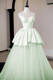Enchanted Fairy Tale Light Green Gown, Sweetheart Neckline Spaghetti Strap Formal Dress HZ0429