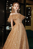 A-Line Tulle Off the Shoulder Prom Dress, Cute Evening Party Dress HZ0429