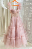 Pink Tulle Short Prom Dresses, A-Line Party Homecoming Dresses HZ0429