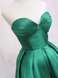Green Satin High Low Party Dresses, Strapless Green Homecoming Dresses HZ0429