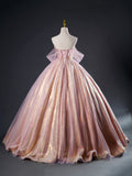 Pink Tulle Sequins Long Prom Dress, Beautiful A-Line Formal Dress Sweet 16 Dress HZ0429