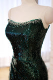 Green Sequins Long Prom Dress, Mermaid Off the Shoulder Evening Party Dress HZ0429