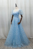 Sky Blue Tulle Long Prom Dress, Beautiful A-Line Evening Party Dress HZ0429