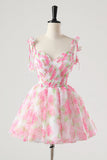 Lovely Flower Blushing Pink Party Dress, A-Line Spaghetti Strap Removable Skirt Prom Dress HZ0429