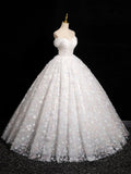 White Tulle Flowers Long A-Line Formal Dresses, Beautiful Off the Shoulder Sweet 16 Formal Dresses HZ0429