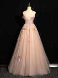 Pink Strapless Satin Tulle Long Prom Dress with Bow, Beautiful A-Line Formal Party Dress HZ0429