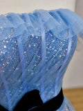 Gray Tulle Floor Length Prom Dress, A-Line Strapless Evening Party Dress HZ0429