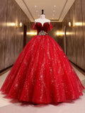 Burgundy Velvet Tulle Long Formal Dress, Burgundy Off Shoulder Prom Dress HZ0429