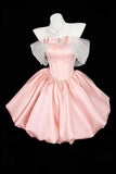 Pink Off Shoulder Satin Mini Prom Dress - Princess Party Gown HZ0429
