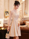 Beautiful A-Line Short Prom Dress, Long Sleeve Evening Party Dress HZ0429