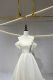Ivory Tulle Lace-up Long Prom Dress, A-Line Off the Shoulder Party Dress HZ0429