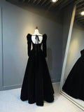 Black Velvet Long Prom Dress, A-Line Lace Up Evening Party Dress HZ0429