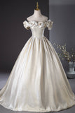 Elegant Champagne Long Prom Dresses, Beautiful Off the Shoulder Formal Dresses HZ0429
