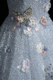Enchanting Sky Blue Glitter Tulle Ball Gown, Beautiful A-Line Party Dress HZ0429